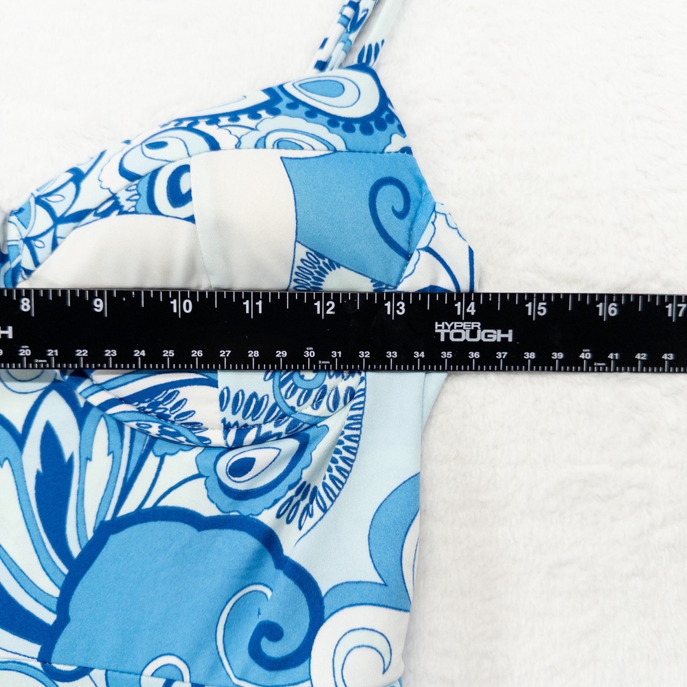 Blashe Womens Maxi Dress Medium Blue Floral Sleeveless High Slit Beachy Summer - Picture 6 of 8